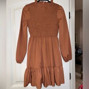 SHEIN Brown Smocked Mini Dress